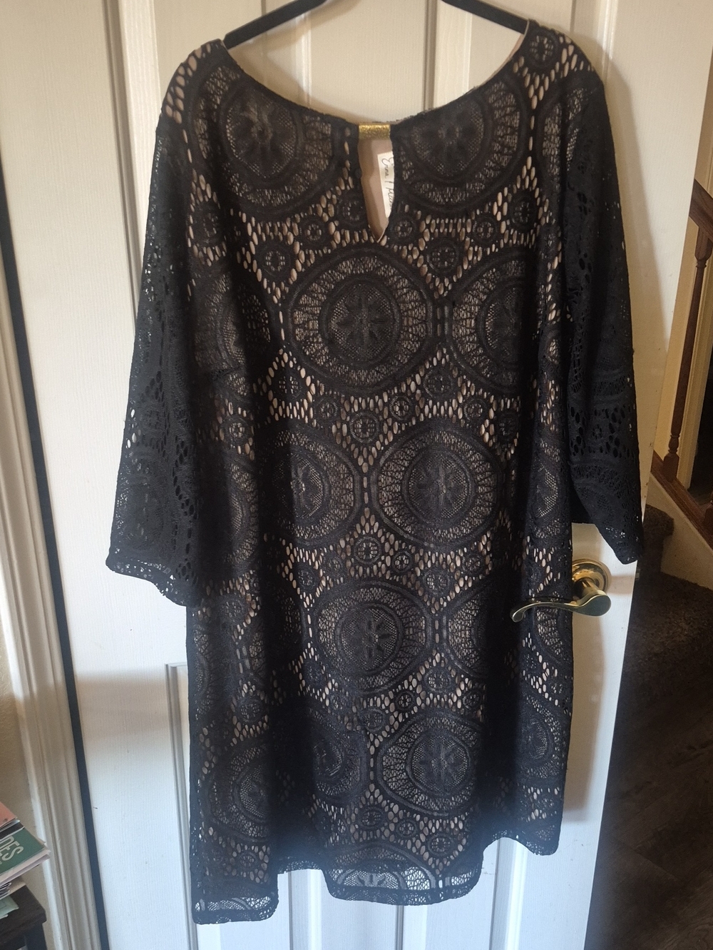 Black Lace Overlay Women's Dress Emma & Michele 3x